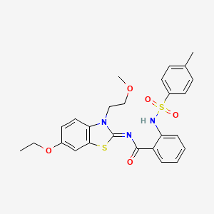 molecular formula C26H27N3O5S2 B2637073 N-[(2Z)-6-ethoxy-3-(2-methoxyethyl)-2,3-dihydro-1,3-benzothiazol-2-ylidene]-2-(4-methylbenzenesulfonamido)benzamide CAS No. 865161-94-0