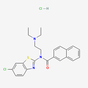 molecular formula C24H25Cl2N3OS B2637081 N-(6-chlorobenzo[d]thiazol-2-yl)-N-(2-(diethylamino)ethyl)-2-naphthamide hydrochloride CAS No. 1321667-00-8