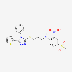 4-(methylsulfonyl)-2-nitro-N-(3-{[4-phenyl-5-(thiophen-2-yl)-4H-1,2,4-triazol-3-yl]sulfanyl}propyl)aniline