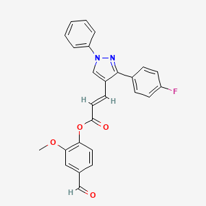 (4-formyl-2-methoxyphenyl) (E)-3-[3-(4-fluorophenyl)-1-phenylpyrazol-4-yl]prop-2-enoate