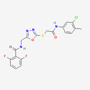 N-((5-((2-((3-chloro-4-methylphenyl)amino)-2-oxoethyl)thio)-1,3,4-oxadiazol-2-yl)methyl)-2,6-difluorobenzamide