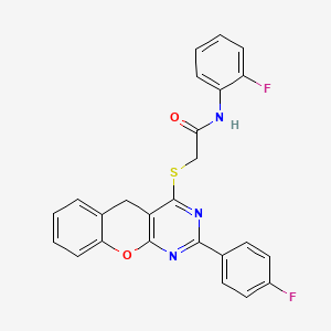 N-(2-fluorophenyl)-2-((2-(4-fluorophenyl)-5H-chromeno[2,3-d]pyrimidin-4-yl)thio)acetamide