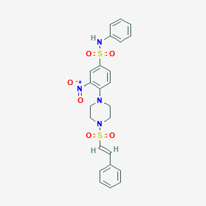 3-nitro-N-phenyl-4-[4-[(E)-2-phenylethenyl]sulfonylpiperazin-1-yl]benzenesulfonamide