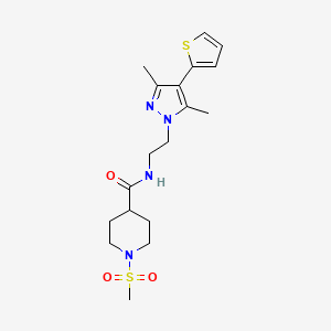 N-(2-(3,5-dimethyl-4-(thiophen-2-yl)-1H-pyrazol-1-yl)ethyl)-1-(methylsulfonyl)piperidine-4-carboxamide