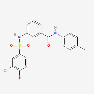 3-[(3-chloro-4-fluorophenyl)sulfonylamino]-N-(4-methylphenyl)benzamide