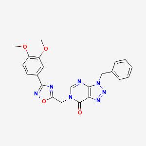 molecular formula C22H19N7O4 B2637208 3-benzyl-6-{[3-(3,4-dimethoxyphenyl)-1,2,4-oxadiazol-5-yl]methyl}-3H,6H,7H-[1,2,3]triazolo[4,5-d]pyrimidin-7-one CAS No. 1242996-12-8