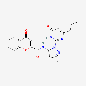 N-(3-Methyl-1-(6-oxo-4-propyl-1,6-dihydropyrimidin-2-yl)-1H-pyrazol-5-yl)-4-oxo-4H-chromene-2-carboxamide
