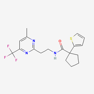 N-(2-(4-methyl-6-(trifluoromethyl)pyrimidin-2-yl)ethyl)-1-(thiophen-2-yl)cyclopentanecarboxamide
