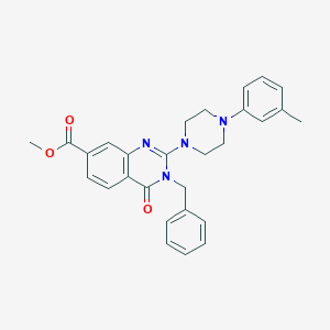 molecular formula C28H28N4O3 B2637217 Methyl 3-benzyl-4-oxo-2-(4-(m-tolyl)piperazin-1-yl)-3,4-dihydroquinazoline-7-carboxylate CAS No. 1112339-77-1