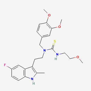 molecular formula C24H30FN3O3S B2637226 1-[(3,4-dimethoxyphenyl)methyl]-1-[2-(5-fluoro-2-methyl-1H-indol-3-yl)ethyl]-3-(2-methoxyethyl)thiourea CAS No. 686751-74-6