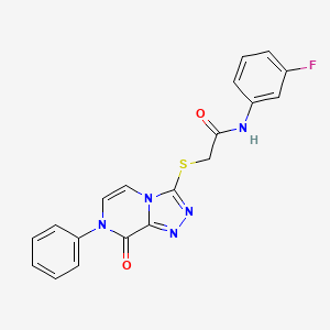 molecular formula C19H14FN5O2S B2637227 N-(3-fluorophenyl)-2-({8-oxo-7-phenyl-7H,8H-[1,2,4]triazolo[4,3-a]pyrazin-3-yl}sulfanyl)acetamide CAS No. 1242857-38-0