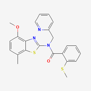 molecular formula C23H21N3O2S2 B2637253 N-(4-methoxy-7-methylbenzo[d]thiazol-2-yl)-2-(methylthio)-N-(pyridin-2-ylmethyl)benzamide CAS No. 886947-17-7