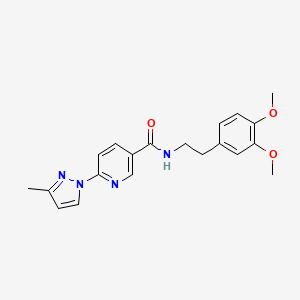molecular formula C20H22N4O3 B2637266 N-(3,4-dimethoxyphenethyl)-6-(3-methyl-1H-pyrazol-1-yl)nicotinamide CAS No. 1251631-61-4