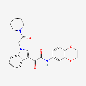 molecular formula C25H25N3O5 B2637271 N-(2,3-dihydro-1,4-benzodioxin-6-yl)-2-oxo-2-{1-[2-oxo-2-(piperidin-1-yl)ethyl]-1H-indol-3-yl}acetamide CAS No. 872862-22-1