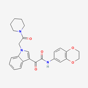 molecular formula C25H25N3O5 B2637271 N-(2,3-dihydro-1,4-benzodioxin-6-yl)-2-oxo-2-[1-(2-oxo-2-piperidin-1-ylethyl)indol-3-yl]acetamide CAS No. 872862-22-1