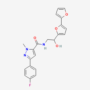 molecular formula C21H18FN3O4 B2637272 N-(2-{[2,2'-bifuran]-5-yl}-2-hydroxyethyl)-3-(4-fluorophenyl)-1-methyl-1H-pyrazole-5-carboxamide CAS No. 2310146-86-0
