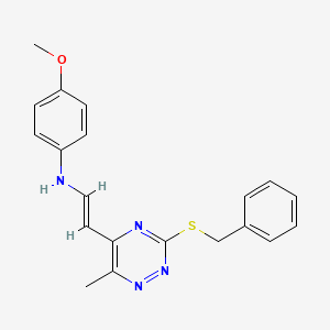molecular formula C20H20N4OS B2637279 N-(2-(3-(苄基硫基)-6-甲基-1,2,4-三嗪-5-基)乙烯基)-4-甲氧基苯胺 CAS No. 477866-47-0