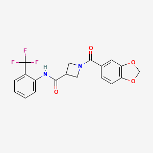 1-(benzo[d][1,3]dioxole-5-carbonyl)-N-(2-(trifluoromethyl)phenyl)azetidine-3-carboxamide