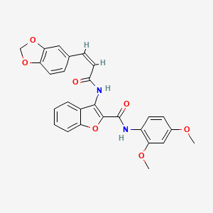 (Z)-3-(3-(benzo[d][1,3]dioxol-5-yl)acrylamido)-N-(2,4-dimethoxyphenyl)benzofuran-2-carboxamide
