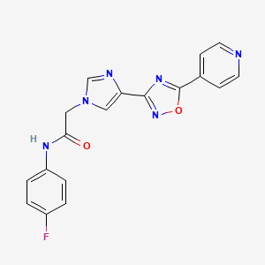 molecular formula C18H13FN6O2 B2637400 N-(4-fluorophenyl)-2-{4-[5-(pyridin-4-yl)-1,2,4-oxadiazol-3-yl]-1H-imidazol-1-yl}acetamide CAS No. 1251612-27-7