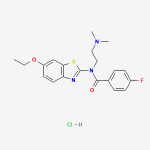 molecular formula C20H23ClFN3O2S B2637459 N-(2-(dimethylamino)ethyl)-N-(6-ethoxybenzo[d]thiazol-2-yl)-4-fluorobenzamide hydrochloride CAS No. 1215787-89-5