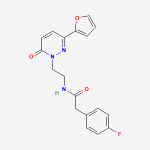 molecular formula C18H16FN3O3 B2637464 2-(4-fluorophenyl)-N-(2-(3-(furan-2-yl)-6-oxopyridazin-1(6H)-yl)ethyl)acetamide CAS No. 953922-10-6