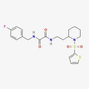 molecular formula C20H24FN3O4S2 B2637519 N1-(4-fluorobenzyl)-N2-(2-(1-(thiophen-2-ylsulfonyl)piperidin-2-yl)ethyl)oxalamide CAS No. 898446-57-6