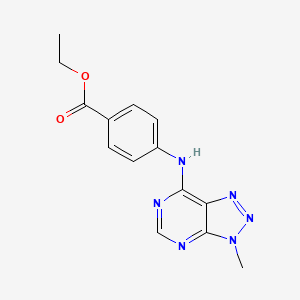 molecular formula C14H14N6O2 B2637523 ethyl 4-((3-methyl-3H-[1,2,3]triazolo[4,5-d]pyrimidin-7-yl)amino)benzoate CAS No. 899953-94-7