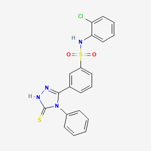 molecular formula C20H15ClN4O2S2 B2637545 N-(2-chlorophenyl)-3-(4-phenyl-5-sulfanyl-4H-1,2,4-triazol-3-yl)benzene-1-sulfonamide CAS No. 748776-60-5