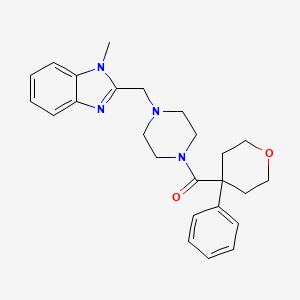 (4-((1-methyl-1H-benzo[d]imidazol-2-yl)methyl)piperazin-1-yl)(4-phenyltetrahydro-2H-pyran-4-yl)methanone