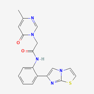molecular formula C18H15N5O2S B2637573 N-(2-(imidazo[2,1-b]thiazol-6-yl)phenyl)-2-(4-methyl-6-oxopyrimidin-1(6H)-yl)acetamide CAS No. 1795296-69-3
