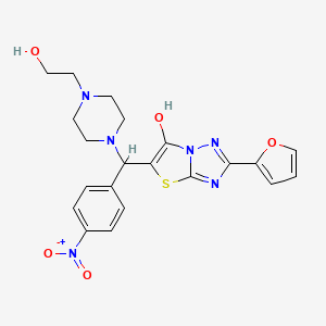 2-(Furan-2-yl)-5-((4-(2-hydroxyethyl)piperazin-1-yl)(4-nitrophenyl)methyl)thiazolo[3,2-b][1,2,4]triazol-6-ol