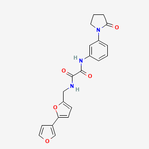 molecular formula C21H19N3O5 B2637598 N-({[2,3'-bifuran]-5-yl}methyl)-N'-[3-(2-oxopyrrolidin-1-yl)phenyl]ethanediamide CAS No. 2034489-09-1