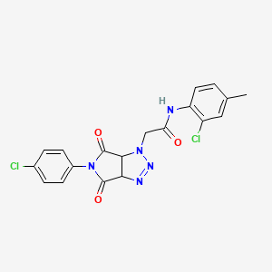 molecular formula C19H15Cl2N5O3 B2637618 N-(2-chloro-4-methylphenyl)-2-[5-(4-chlorophenyl)-4,6-dioxo-1H,3aH,4H,5H,6H,6aH-pyrrolo[3,4-d][1,2,3]triazol-1-yl]acetamide CAS No. 1052561-99-5