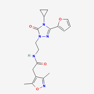B2637628 N-(2-(4-cyclopropyl-3-(furan-2-yl)-5-oxo-4,5-dihydro-1H-1,2,4-triazol-1-yl)ethyl)-2-(3,5-dimethylisoxazol-4-yl)acetamide CAS No. 1797584-85-0