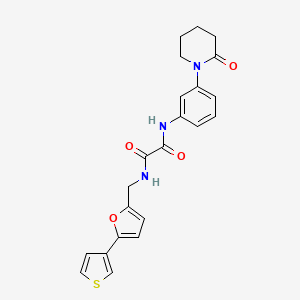 molecular formula C22H21N3O4S B2637635 N'-[3-(2-oxopiperidin-1-yl)phenyl]-N-{[5-(thiophen-3-yl)furan-2-yl]methyl}ethanediamide CAS No. 2097889-19-3