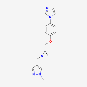 molecular formula C17H19N5O B2637647 4-[[2-[(4-Imidazol-1-ylphenoxy)methyl]aziridin-1-yl]methyl]-1-methylpyrazole CAS No. 2418726-80-2