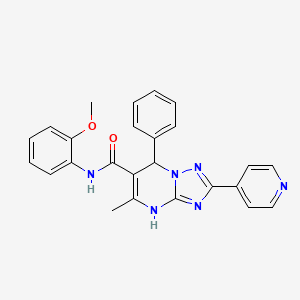 molecular formula C25H22N6O2 B2637755 N-(2-Methoxyphenyl)-5-methyl-7-phenyl-2-(pyridin-4-YL)-4H,7H-[1,2,4]triazolo[1,5-A]pyrimidine-6-carboxamide CAS No. 539837-67-7