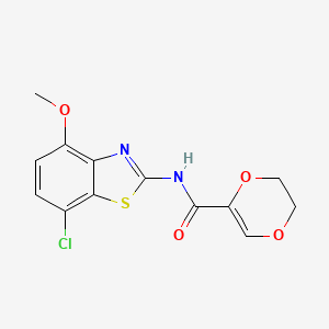 molecular formula C13H11ClN2O4S B2637759 N-(7-chloro-4-methoxy-1,3-benzothiazol-2-yl)-5,6-dihydro-1,4-dioxine-2-carboxamide CAS No. 886950-03-4