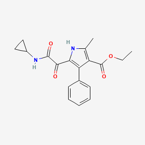 molecular formula C19H20N2O4 B2637799 ethyl 5-(2-(cyclopropylamino)-2-oxoacetyl)-2-methyl-4-phenyl-1H-pyrrole-3-carboxylate CAS No. 1208785-34-5