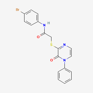molecular formula C18H14BrN3O2S B2637801 N-(4-bromophenyl)-2-[(3-oxo-4-phenyl-3,4-dihydropyrazin-2-yl)sulfanyl]acetamide CAS No. 895103-36-3