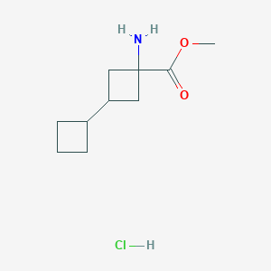 molecular formula C10H18ClNO2 B2637818 methyl1-amino-3-cyclobutylcyclobutane-1-carboxylatehydrochloride,Mixtureofdiastereomers CAS No. 2309457-53-0