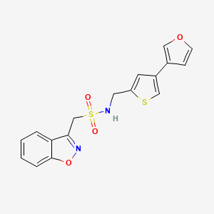 B2637838 1-(1,2-Benzoxazol-3-yl)-N-[[4-(furan-3-yl)thiophen-2-yl]methyl]methanesulfonamide CAS No. 2379988-65-3
