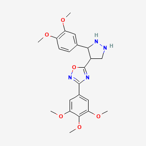 B2637864 5-[3-(3,4-Dimethoxyphenyl)pyrazolidin-4-yl]-3-(3,4,5-trimethoxyphenyl)-1,2,4-oxadiazole CAS No. 1251604-08-6