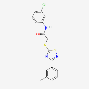 molecular formula C17H14ClN3OS2 B2637936 N-(3-chlorophenyl)-2-((3-(m-tolyl)-1,2,4-thiadiazol-5-yl)thio)acetamide CAS No. 864917-86-2