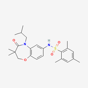 molecular formula C24H32N2O4S B2637969 N-(5-isobutyl-3,3-dimethyl-4-oxo-2,3,4,5-tetrahydrobenzo[b][1,4]oxazepin-7-yl)-2,4,6-trimethylbenzenesulfonamide CAS No. 921915-21-1