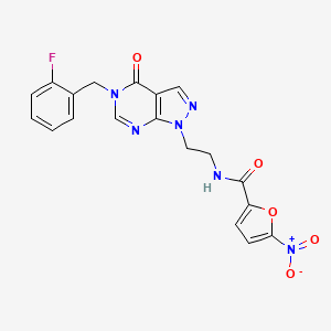 molecular formula C19H15FN6O5 B2637973 N-(2-(5-(2-fluorobenzyl)-4-oxo-4,5-dihydro-1H-pyrazolo[3,4-d]pyrimidin-1-yl)ethyl)-5-nitrofuran-2-carboxamide CAS No. 921890-61-1