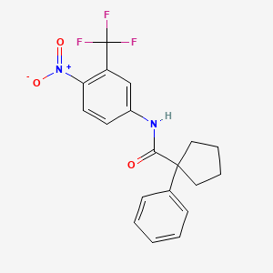molecular formula C19H17F3N2O3 B2637976 N-(4-Nitro-3-(trifluoromethyl)phenyl)(phenylcyclopentyl)formamide CAS No. 1022036-39-0