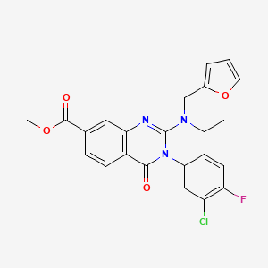 molecular formula C23H19ClFN3O4 B2637978 methyl 3-(3-chloro-4-fluorophenyl)-2-{ethyl[(furan-2-yl)methyl]amino}-4-oxo-3,4-dihydroquinazoline-7-carboxylate CAS No. 1251682-02-6