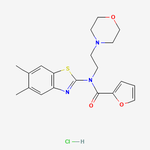 molecular formula C20H24ClN3O3S B2638017 N-(5,6-dimethylbenzo[d]thiazol-2-yl)-N-(2-morpholinoethyl)furan-2-carboxamide hydrochloride CAS No. 1215317-32-0